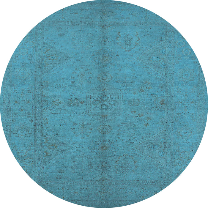 Round Oriental Light Blue Industrial Rug, urb1139lblu
