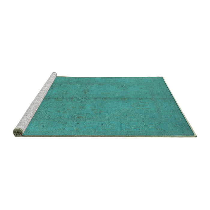 Sideview of Machine Washable Oriental Turquoise Industrial Area Rugs, wshurb1139turq