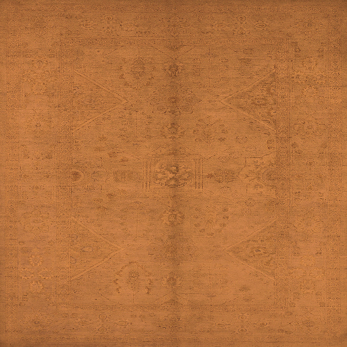 Square Machine Washable Oriental Orange Industrial Area Rugs, wshurb1139org