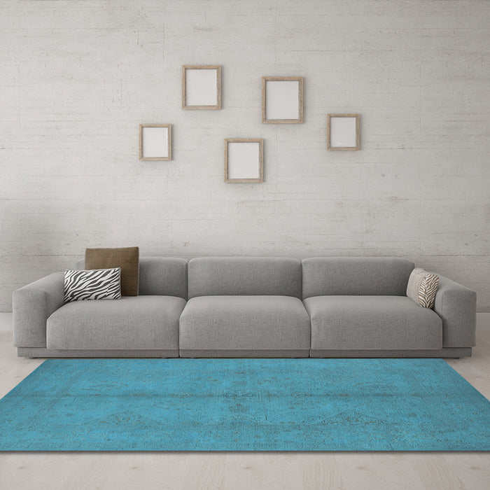 Machine Washable Oriental Light Blue Industrial Rug in a Living Room, wshurb1139lblu