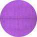 Round Oriental Purple Industrial Rug, urb1139pur