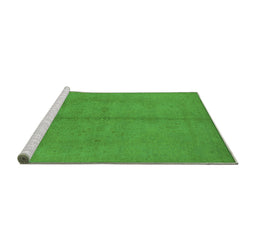 Sideview of Machine Washable Oriental Green Industrial Area Rugs, wshurb1139grn
