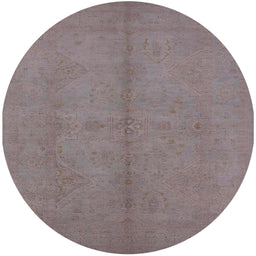 Round Machine Washable Industrial Modern Mauve Taupe Purple Rug, wshurb1139