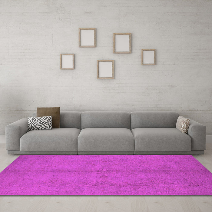 Machine Washable Oriental Pink Industrial Rug in a Living Room, wshurb1139pnk