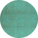 Round Oriental Turquoise Industrial Rug, urb1140turq