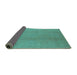 Sideview of Oriental Turquoise Industrial Rug, urb1140turq