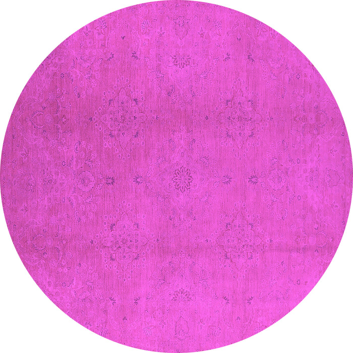 Round Machine Washable Oriental Pink Industrial Rug, wshurb1140pnk