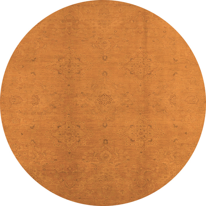 Round Machine Washable Oriental Orange Industrial Area Rugs, wshurb1140org