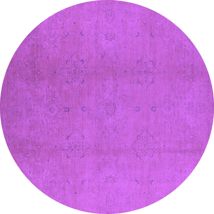 Round Machine Washable Oriental Purple Industrial Area Rugs, wshurb1140pur