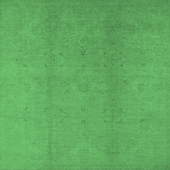 Square Machine Washable Oriental Emerald Green Industrial Area Rugs, wshurb1140emgrn