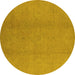 Round Oriental Yellow Industrial Rug, urb1140yw