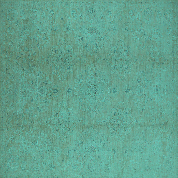 Square Machine Washable Oriental Turquoise Industrial Area Rugs, wshurb1140turq