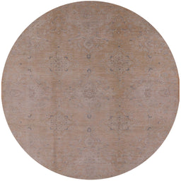 Round Mid-Century Modern Dark Almond Brown Oriental Rug, urb1140