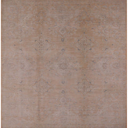 Square Mid-Century Modern Dark Almond Brown Oriental Rug, urb1140