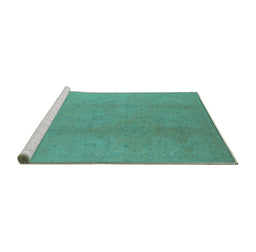 Sideview of Machine Washable Oriental Turquoise Industrial Area Rugs, wshurb1140turq