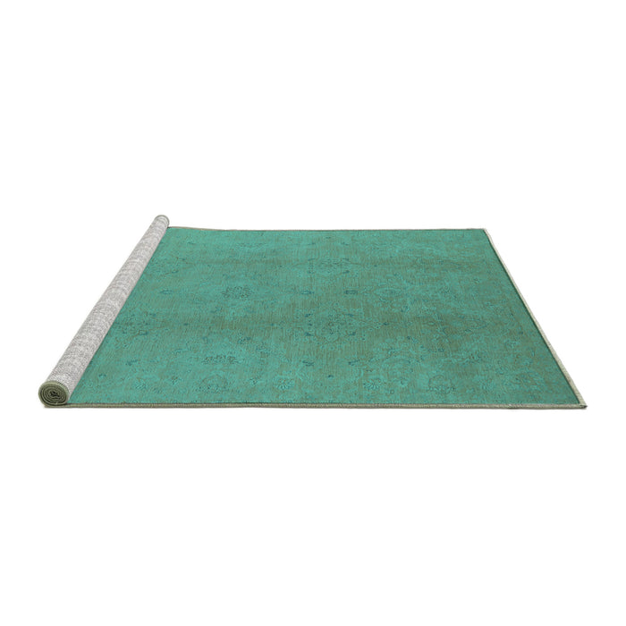 Sideview of Machine Washable Oriental Turquoise Industrial Area Rugs, wshurb1140turq