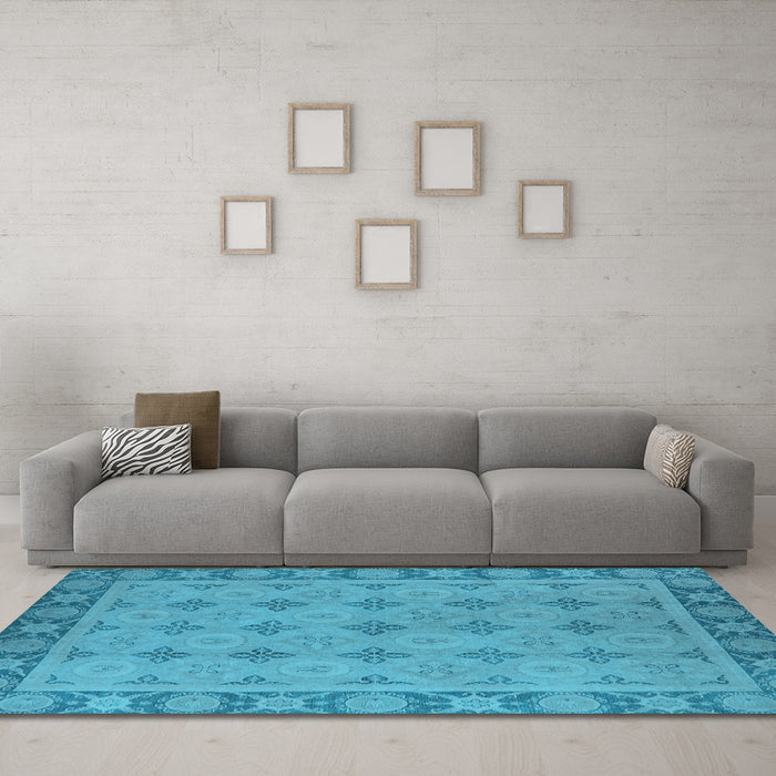 Machine Washable Oriental Light Blue Industrial Rug in a Living Room, wshurb1141lblu