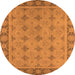 Round Oriental Orange Industrial Rug, urb1141org