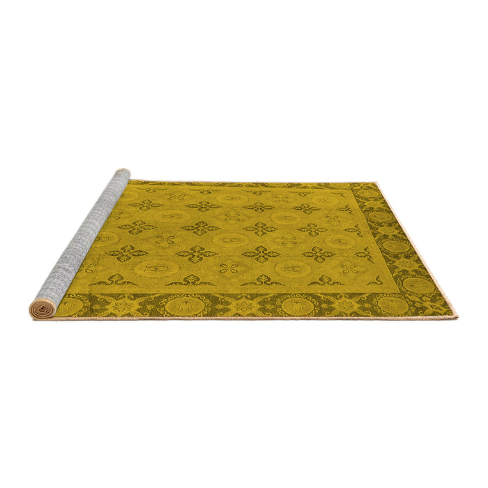 Sideview of Machine Washable Oriental Yellow Industrial Rug, wshurb1141yw