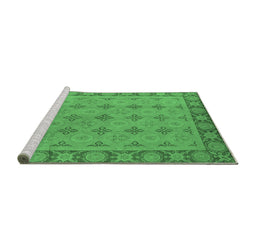 Sideview of Machine Washable Oriental Emerald Green Industrial Area Rugs, wshurb1141emgrn