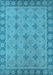 Machine Washable Oriental Light Blue Industrial Rug, wshurb1141lblu