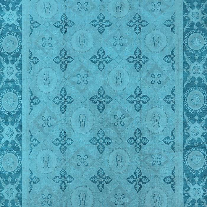 Machine Washable Oriental Light Blue Industrial Rug, wshurb1141lblu