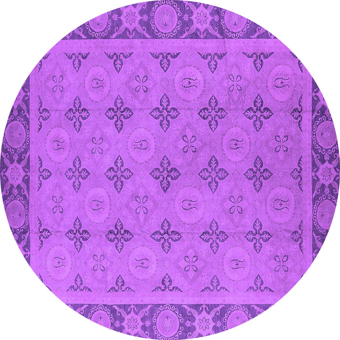 Round Oriental Purple Industrial Rug, urb1141pur