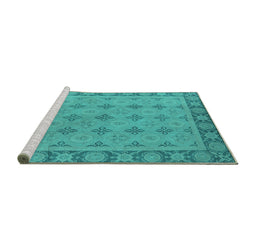 Sideview of Machine Washable Oriental Turquoise Industrial Area Rugs, wshurb1141turq