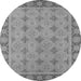 Round Machine Washable Oriental Gray Industrial Rug, wshurb1141gry