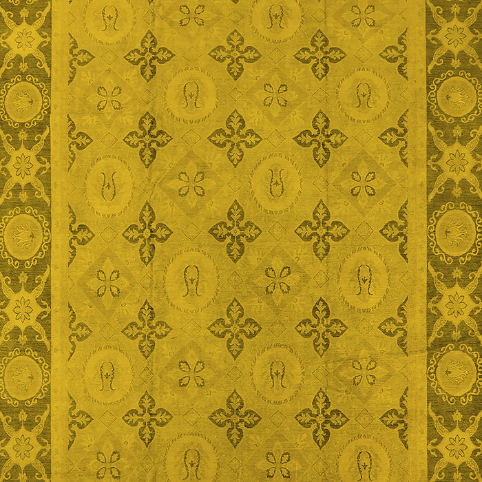 Machine Washable Oriental Yellow Industrial Rug, wshurb1141yw