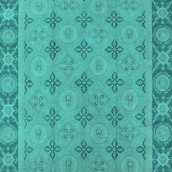 Machine Washable Oriental Turquoise Industrial Area Rugs, wshurb1141turq