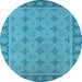 Round Oriental Light Blue Industrial Rug, urb1141lblu