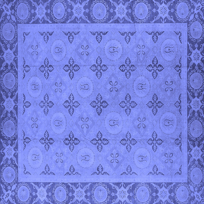 Square Machine Washable Oriental Blue Industrial Rug, wshurb1141blu