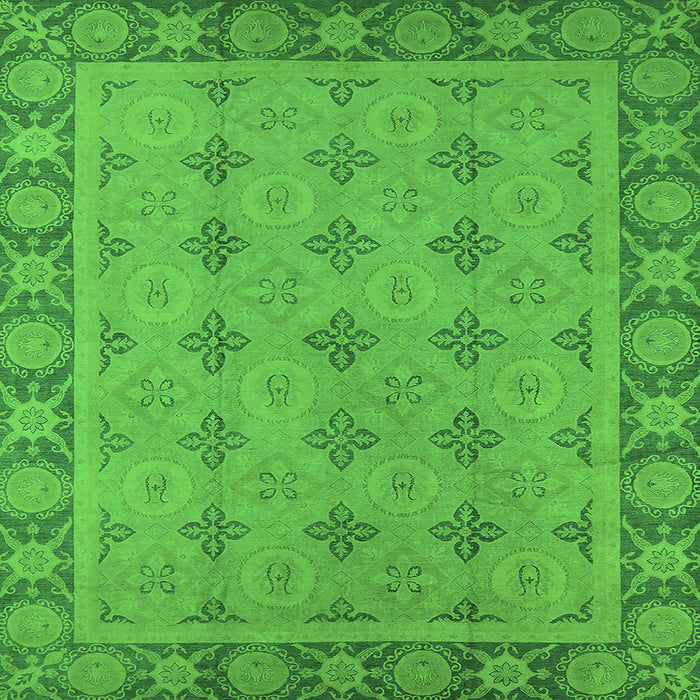 Square Oriental Green Industrial Rug, urb1141grn