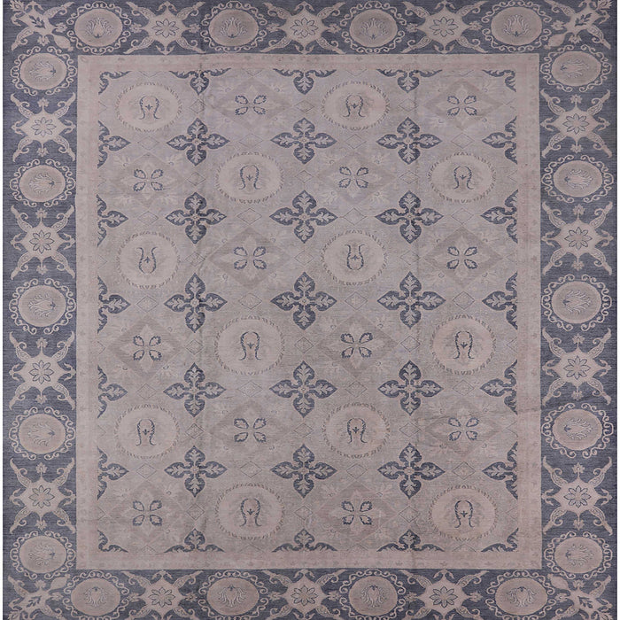 Square Mid-Century Modern Rosy Brown Pink Oriental Rug, urb1141