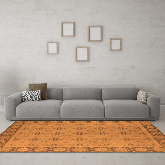 Machine Washable Oriental Orange Industrial Area Rugs in a Living Room, wshurb1141org