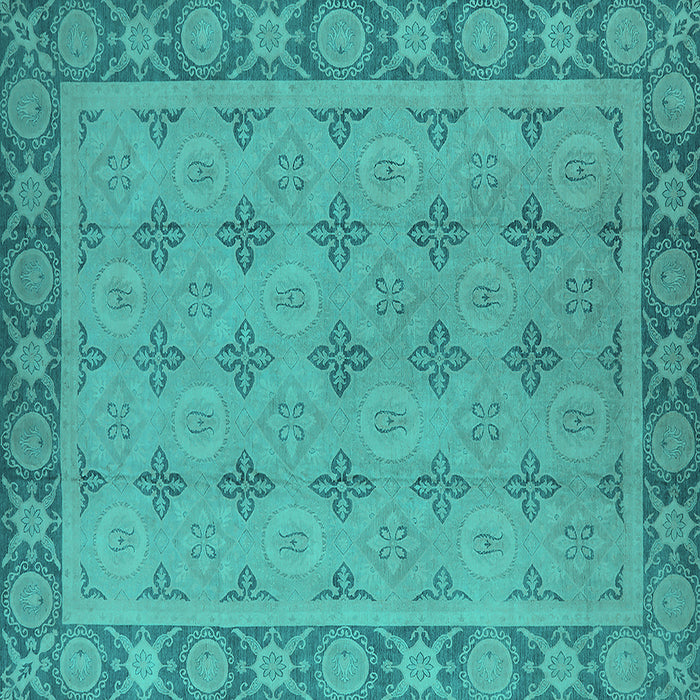Square Oriental Turquoise Industrial Rug, urb1141turq