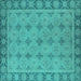 Square Oriental Turquoise Industrial Rug, urb1141turq