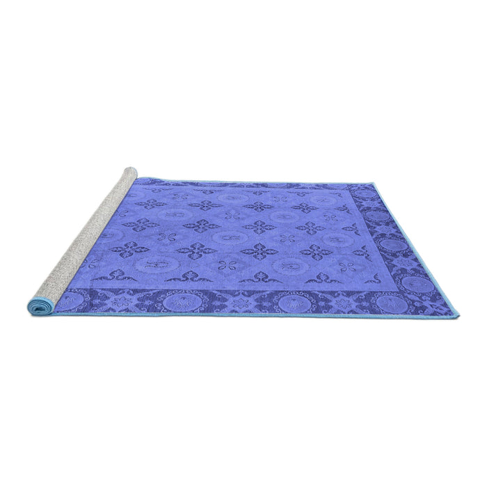 Sideview of Machine Washable Oriental Blue Industrial Rug, wshurb1141blu