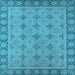 Square Machine Washable Oriental Light Blue Industrial Rug, wshurb1141lblu