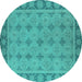 Round Oriental Turquoise Industrial Rug, urb1141turq