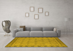 Machine Washable Oriental Yellow Industrial Rug in a Living Room, wshurb1141yw