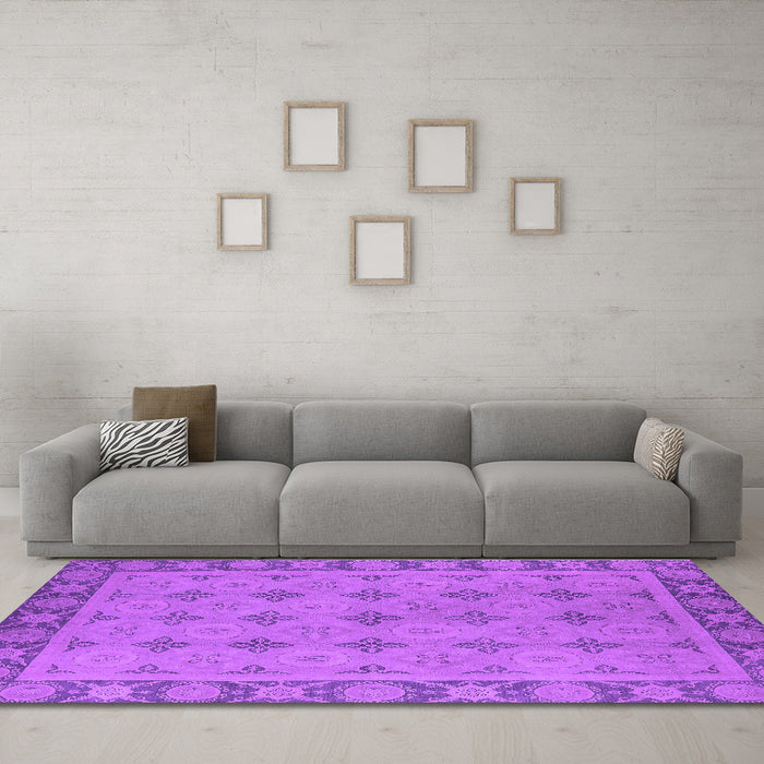 Machine Washable Oriental Purple Industrial Area Rugs in a Living Room, wshurb1141pur
