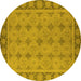 Round Oriental Yellow Industrial Rug, urb1141yw