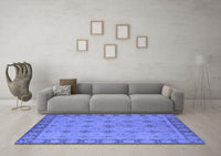 Machine Washable Oriental Blue Industrial Rug, wshurb1141blu