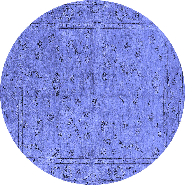 Round Oriental Blue Industrial Rug, urb1142blu