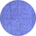 Round Oriental Blue Industrial Rug, urb1142blu