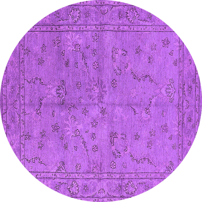 Round Machine Washable Oriental Purple Industrial Area Rugs, wshurb1142pur