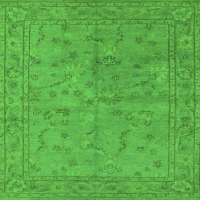 Square Machine Washable Oriental Green Industrial Area Rugs, wshurb1142grn