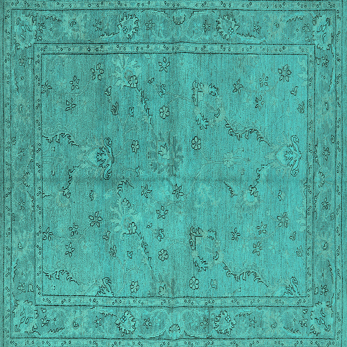 Square Oriental Turquoise Industrial Rug, urb1142turq